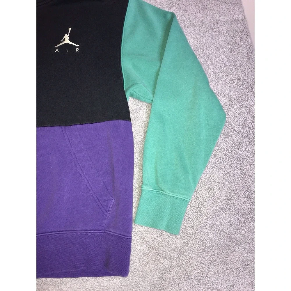 Nike‎ Air Jordan Retro Color Block Pullover Hoodie Sweatshirt Pocket Mens Small
